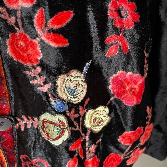 Vintage embroidered velvet floral boho jacket cottagecore size L - Picture 4 of 9